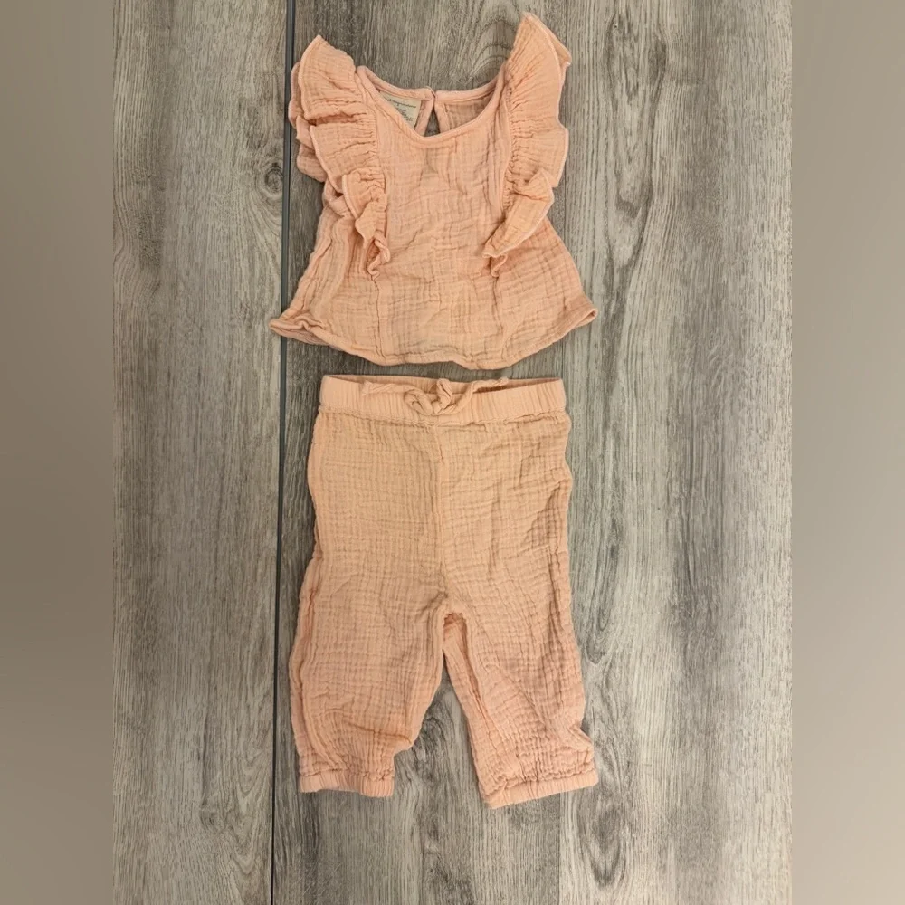 Peach Ruffle Top and Pants Set